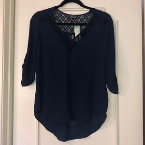 Papermoon Heather Lace detail Tab-Sleeve Blouse
